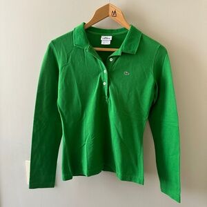 Spring Green Lacoste Long Sleeve Polo Shirt